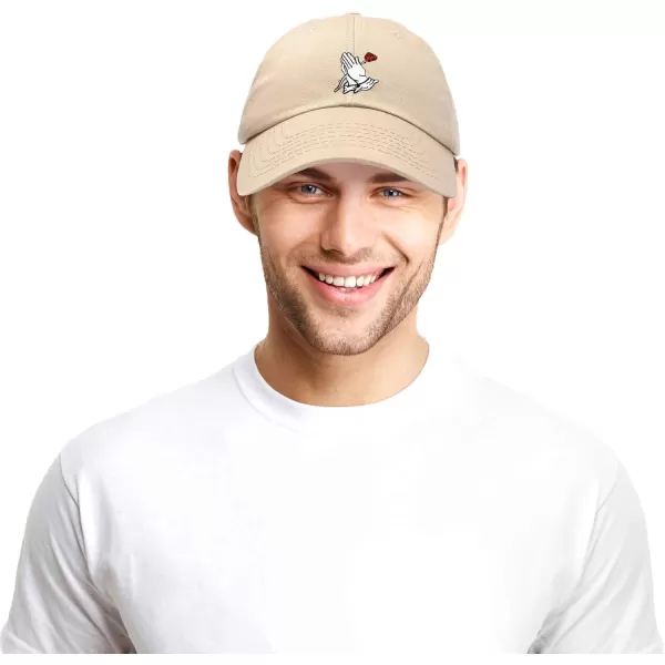 DALIX Prayer Hands Hat Baseball Cap Rose Dad Hats Black White Pink Blue Gray Tan