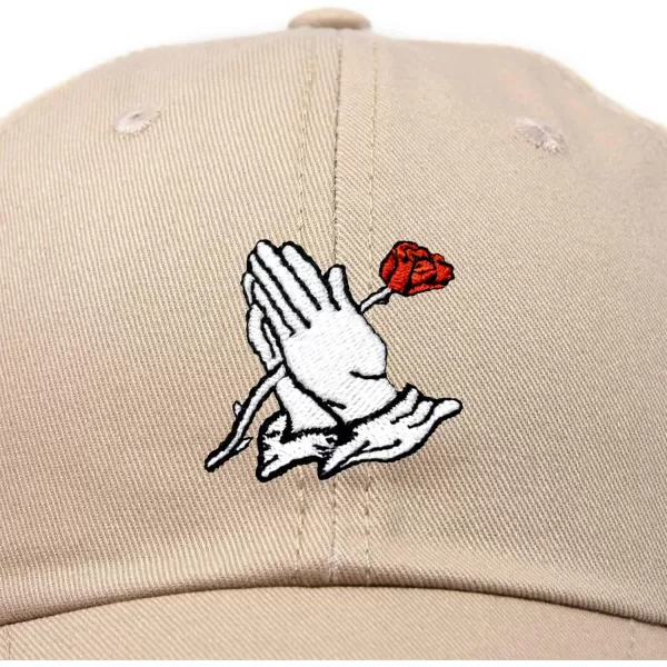 DALIX Prayer Hands Hat Baseball Cap Rose Dad Hats Black White Pink Blue Gray Tan