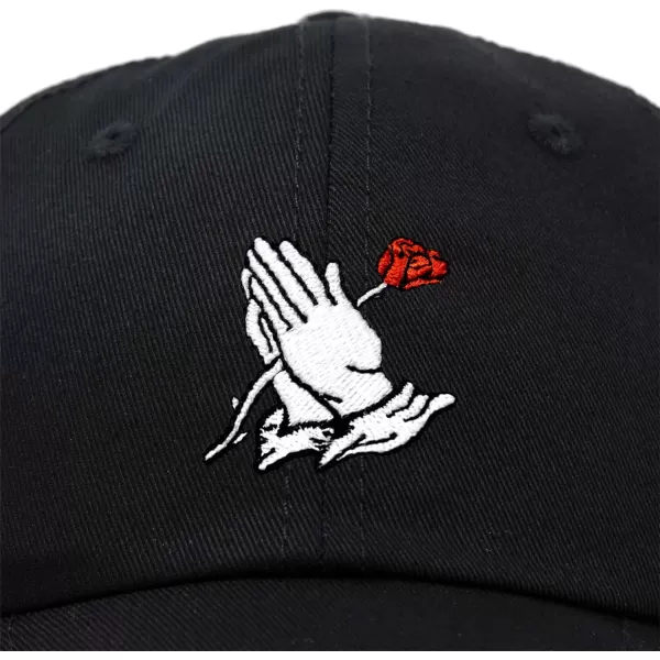 DALIX Prayer Hands Hat Baseball Cap Rose Dad Hats Black White Pink Blue Gray Tan