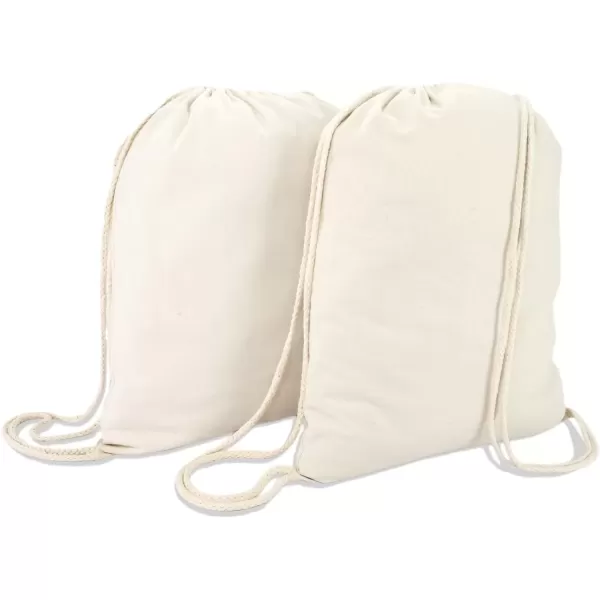 imageDALIX Canvas Drawstring Bag String Backpack Gym Mens Womens Natural Beige 2 PackNatural