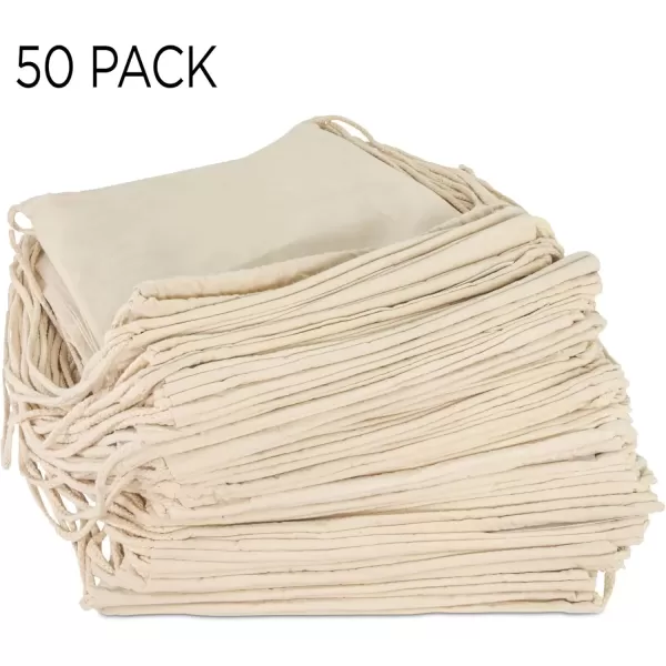 imageDALIX Cotton Drawstring Backpack Laundry Bags Bulk 50 Pack Mens Womens NaturalNatural
