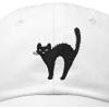 imageDALIX Black Cat Hat Womens Halloween Baseball CapWhite