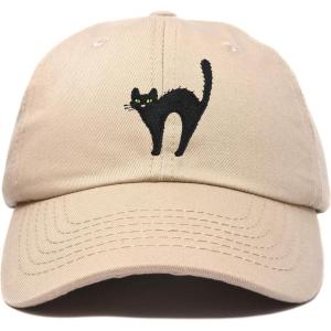 imageDALIX Black Cat Hat Womens Halloween Baseball CapKhaki