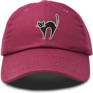 imageDALIX Black Cat Hat Womens Halloween Baseball CapMaroon