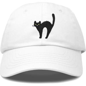 imageDALIX Black Cat Hat Womens Halloween Baseball CapWhite