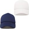 imageDALIX Solid Blank Trucker Hats Caps 2 PackWhite and Navy Blue