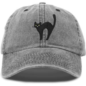 imageDALIX Black Cat Hat Womens Halloween Baseball Cap WashedBlack