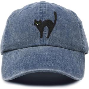 imageDALIX Black Cat Hat Womens Halloween Baseball Cap WashedNavy Blue