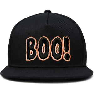 imageDALIX Boo Halloween Hat Mens Womens Flat Bill Snapback CapBlack