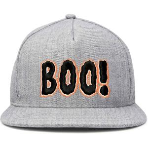 imageDALIX Boo Halloween Hat Mens Womens Flat Bill Snapback CapBlack Light Gray