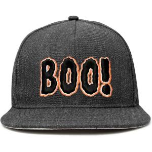 imageDALIX Boo Halloween Hat Mens Womens Flat Bill Snapback CapDark Gray