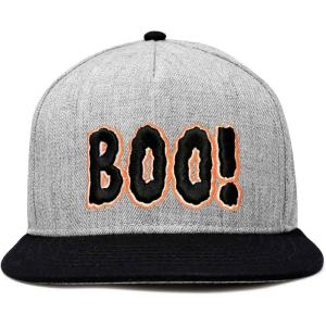 imageDALIX Boo Halloween Hat Mens Womens Flat Bill Snapback CapLight Gray