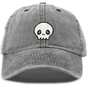 imageDALIX Skull Head Dad Hat Mens Womens Baseball Cap WashedBlack