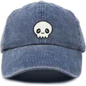 imageDALIX Skull Head Dad Hat Mens Womens Baseball Cap WashedNavy Blue