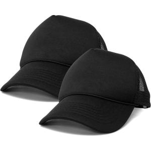 imageDALIX Solid Blank Trucker Hats Caps 2 PackBlack