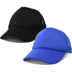 imageDALIX Solid Blank Trucker Hats Caps 2 PackBlack and Royal Blue