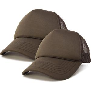 imageDALIX Solid Blank Trucker Hats Caps 2 PackBrown