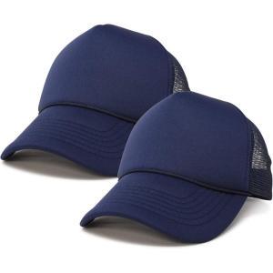 imageDALIX Solid Blank Trucker Hats Caps 2 PackNavy Blue