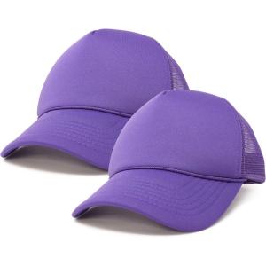 imageDALIX Solid Blank Trucker Hats Caps 2 PackPurple