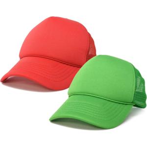 imageDALIX Solid Blank Trucker Hats Caps 2 PackRed and Kelly Green