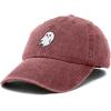 imageDALIX Ghost Embroidered Mens Womens Cotton Dad Hat Baseball Cap AdjustableWashed Red