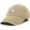 imageDALIX Ghost Embroidered Mens Womens Cotton Dad Hat Baseball Cap AdjustableWashed Stone White