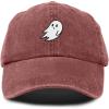 imageDALIX Ghost Embroidered Mens Womens Cotton Dad Hat Baseball Cap AdjustableWashed Red