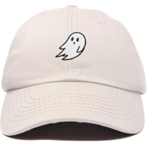 imageDALIX Ghost Embroidered Mens Womens Cotton Dad Hat Baseball Cap AdjustableBeige