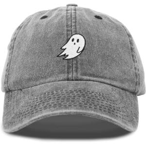 imageDALIX Ghost Embroidered Mens Womens Cotton Dad Hat Baseball Cap AdjustableBlack Vintage