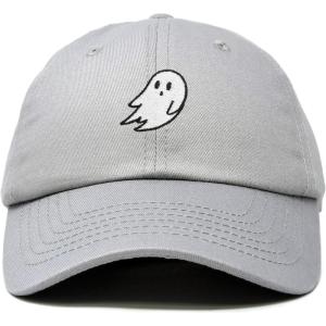 imageDALIX Ghost Embroidered Mens Womens Cotton Dad Hat Baseball Cap AdjustableGray