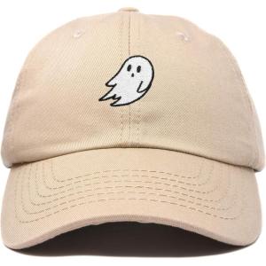 imageDALIX Ghost Embroidered Mens Womens Cotton Dad Hat Baseball Cap AdjustableKhaki