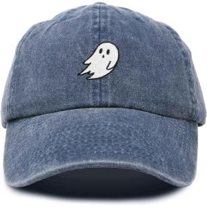 imageDALIX Ghost Embroidered Mens Womens Cotton Dad Hat Baseball Cap AdjustableNavy Blue Vintage