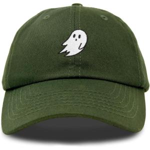imageDALIX Ghost Embroidered Mens Womens Cotton Dad Hat Baseball Cap AdjustableOlive