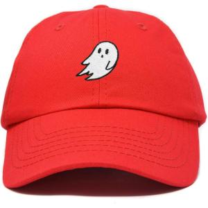 imageDALIX Ghost Embroidered Mens Womens Cotton Dad Hat Baseball Cap AdjustableRed