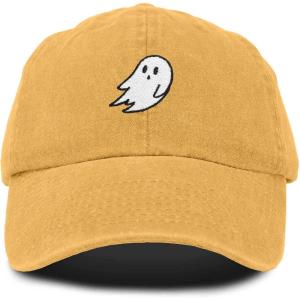 imageDALIX Ghost Embroidered Mens Womens Cotton Dad Hat Baseball Cap AdjustableWashed Gold