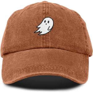 imageDALIX Ghost Embroidered Mens Womens Cotton Dad Hat Baseball Cap AdjustableWashed Orange