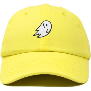 imageDALIX Ghost Embroidered Mens Womens Cotton Dad Hat Baseball Cap AdjustableYellow