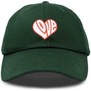 imageDALIX Love Heart Embroidered Dad Cap Cotton Baseball Cap WomenDark Green
