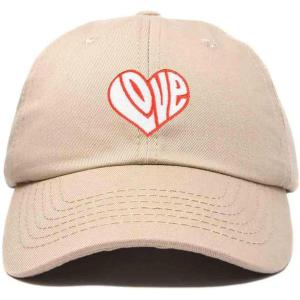 imageDALIX Love Heart Embroidered Dad Cap Cotton Baseball Cap WomenKhaki