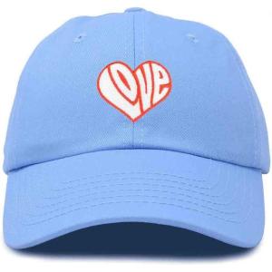 imageDALIX Love Heart Embroidered Dad Cap Cotton Baseball Cap WomenLight Blue