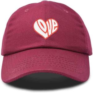 imageDALIX Love Heart Embroidered Dad Cap Cotton Baseball Cap WomenMaroon