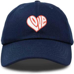 imageDALIX Love Heart Embroidered Dad Cap Cotton Baseball Cap WomenNavy Blue