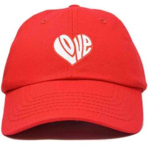 imageDALIX Love Heart Embroidered Dad Cap Cotton Baseball Cap WomenRed