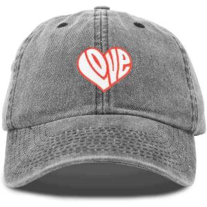 imageDALIX Love Heart Embroidered Dad Cap Cotton Baseball Cap WomenWashed Black
