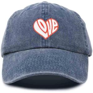 imageDALIX Love Heart Embroidered Dad Cap Cotton Baseball Cap WomenWashed Navy