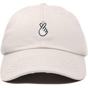 imageKpop Korean Love Snap Finger Hand Heart Hat Son Hatu Womens Embroidered Baseball CapBeige