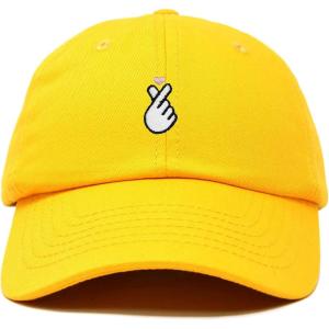 imageKpop Korean Love Snap Finger Hand Heart Hat Son Hatu Womens Embroidered Baseball CapGold