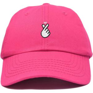 imageKpop Korean Love Snap Finger Hand Heart Hat Son Hatu Womens Embroidered Baseball CapHot Pink