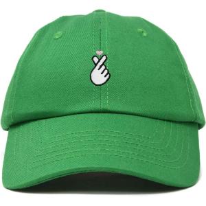 imageKpop Korean Love Snap Finger Hand Heart Hat Son Hatu Womens Embroidered Baseball CapKelly Green