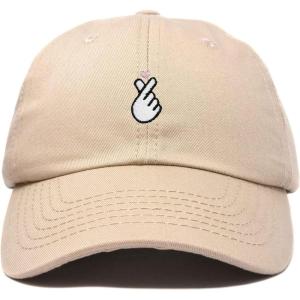imageKpop Korean Love Snap Finger Hand Heart Hat Son Hatu Womens Embroidered Baseball CapKhaki